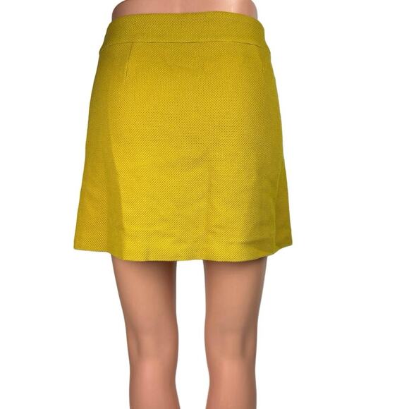 Promod Mustard Yellow Zip Front Pencil Straight Mini Athletic Golf Skirt Size 8 - Picture 3 of 8